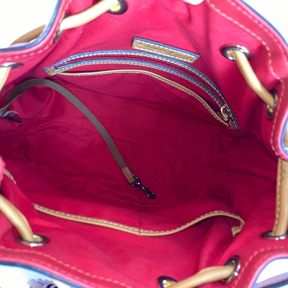 Dooney & Bourke, large, red, brown leather shoulder bag - Picture 14 of 16